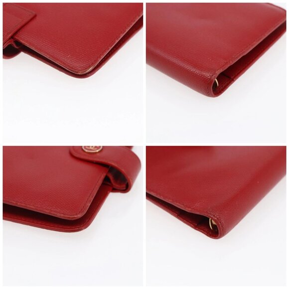CHANEL COCO Mark Day Planner Cover Leather Red Gold CC Auth - Picture 16 of 16